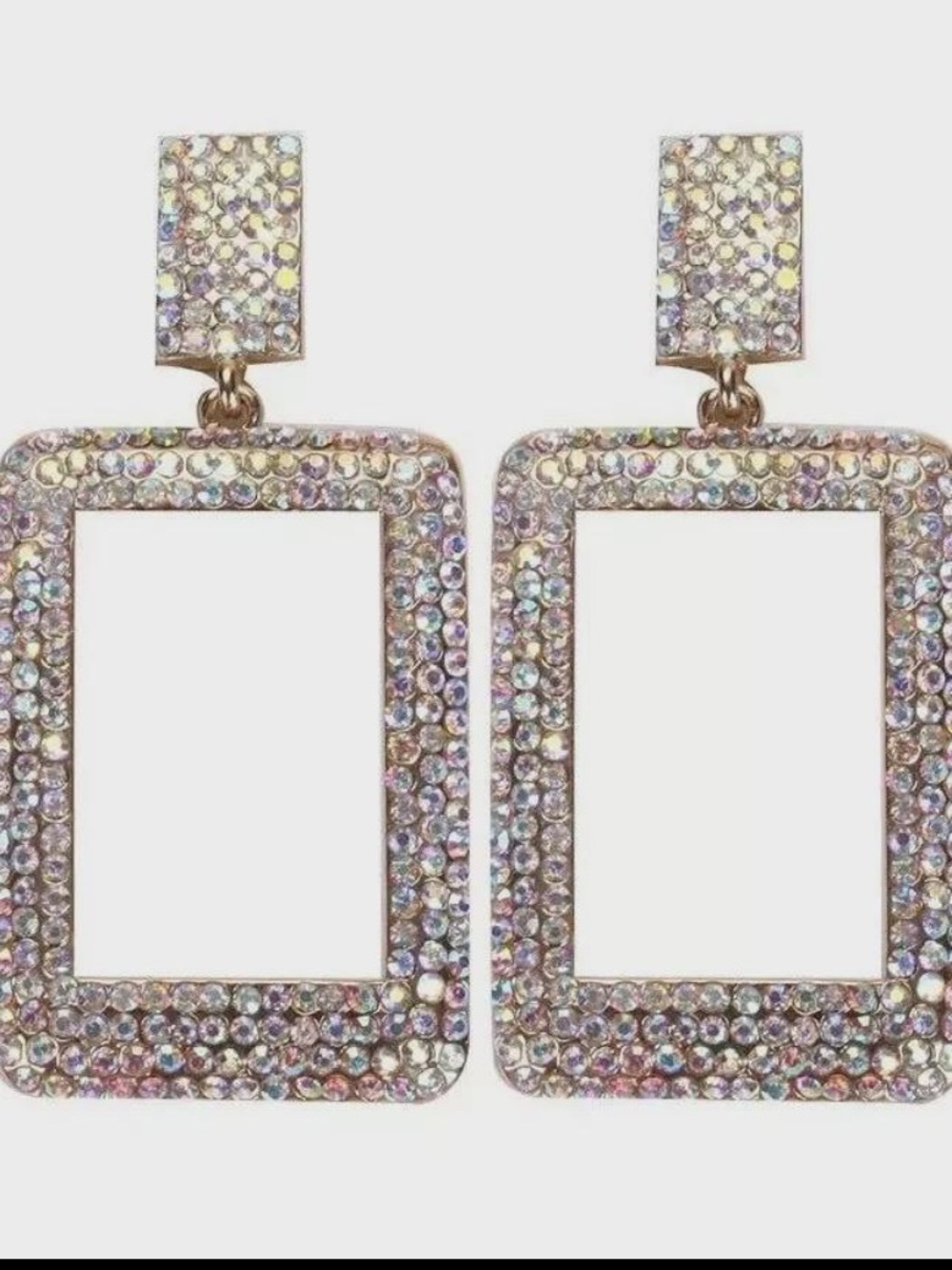 Multicolor Crystal Rectangular Drop Earrings - Picture 3 of 4